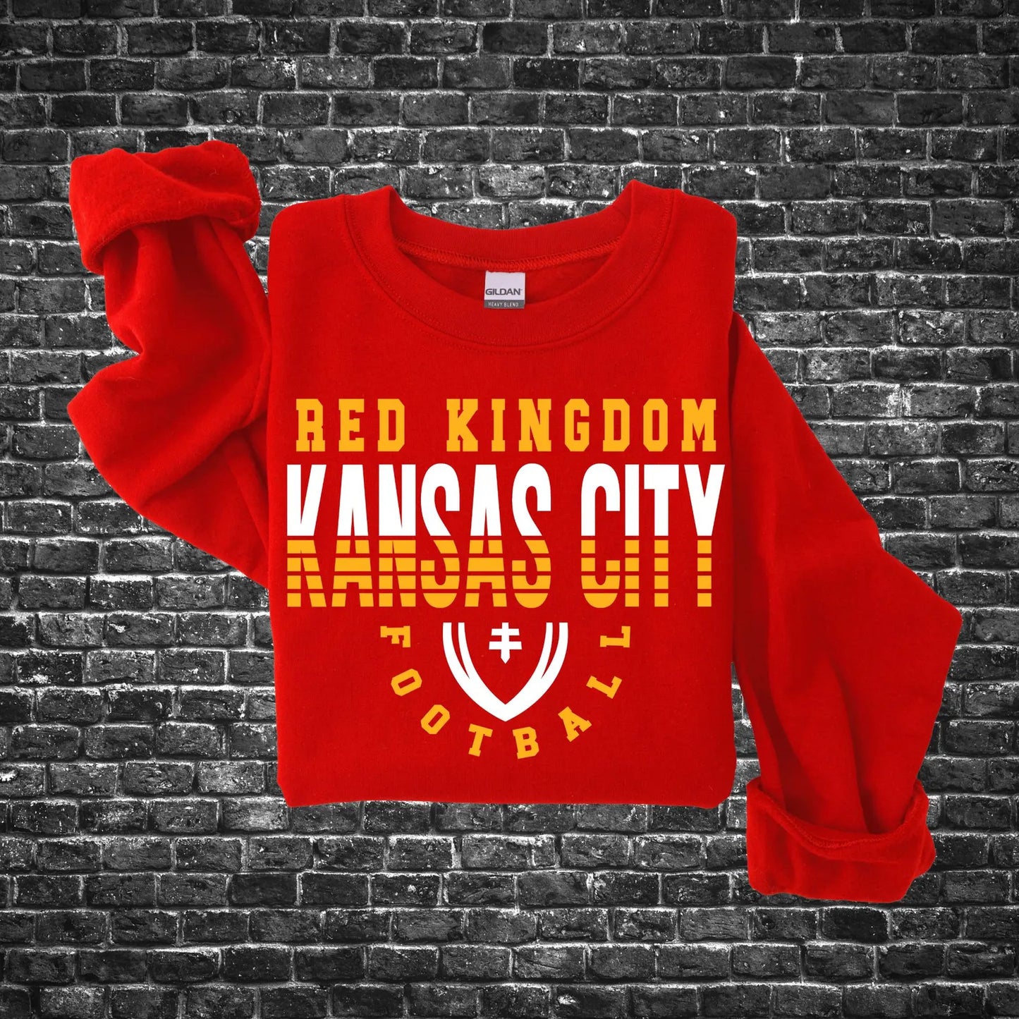 **HALFTIME DEAL** Pointed Football Gold Red Kingdom Kansas City Red Sweatshirt