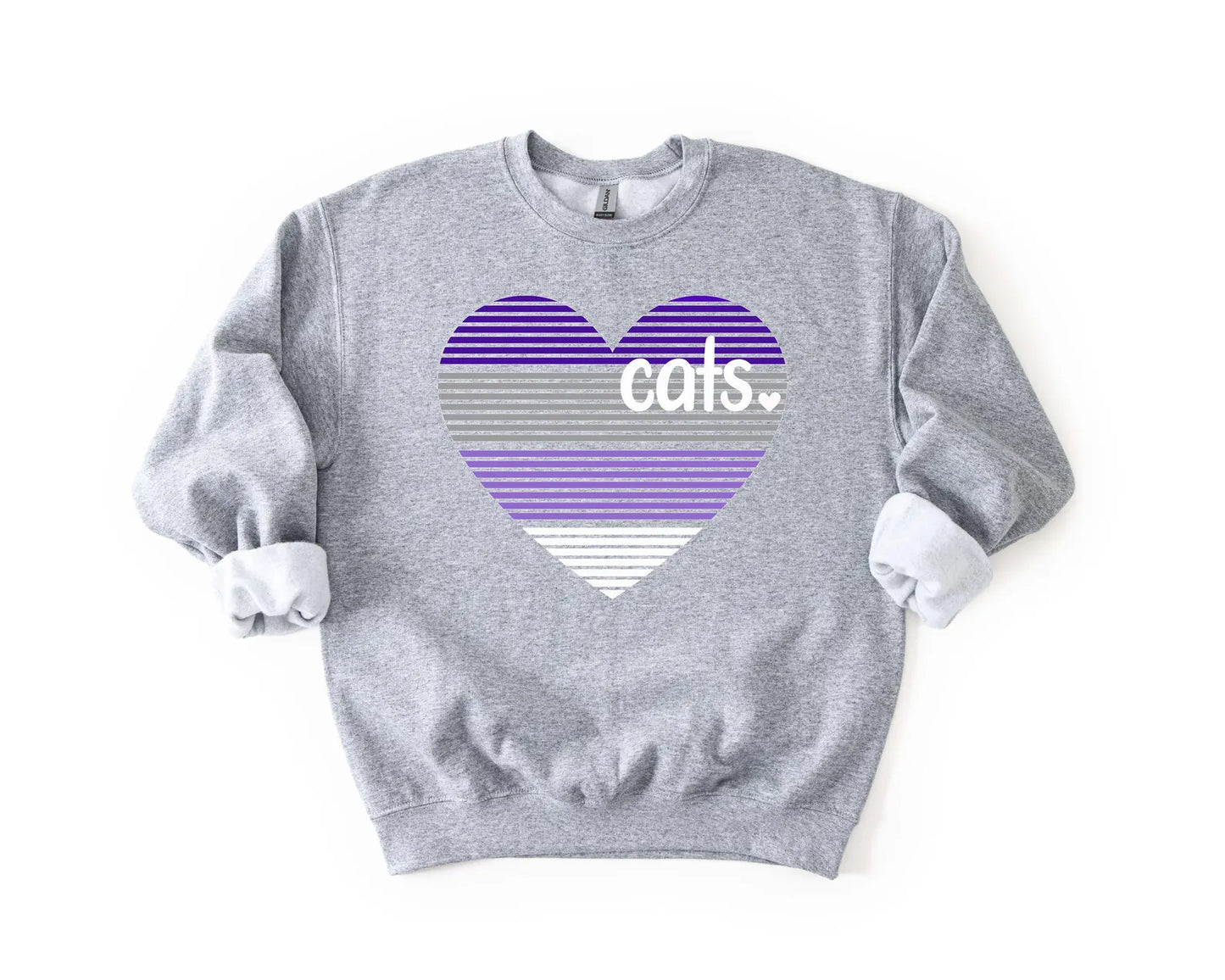 Purple & Grey Ombre Heart Sports Grey Sweatshirt