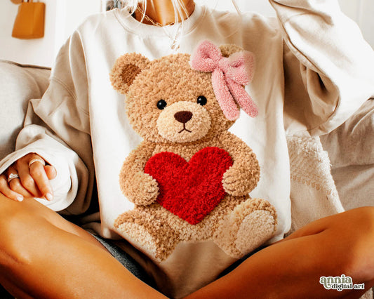 Faux Yarn Teddy Bear Sand Sweatshirt