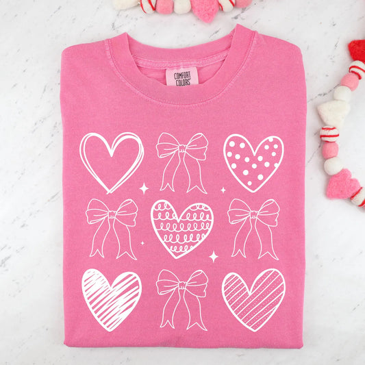 Doodle Heart Valentine Coquette Heart Crunchberry Tee