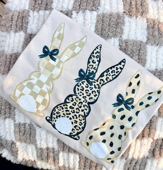 Neutral Easter Bunnies Hand-Painted Ivory Tee