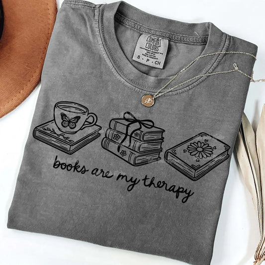 Black Books Are My Therapy Pepper Tee