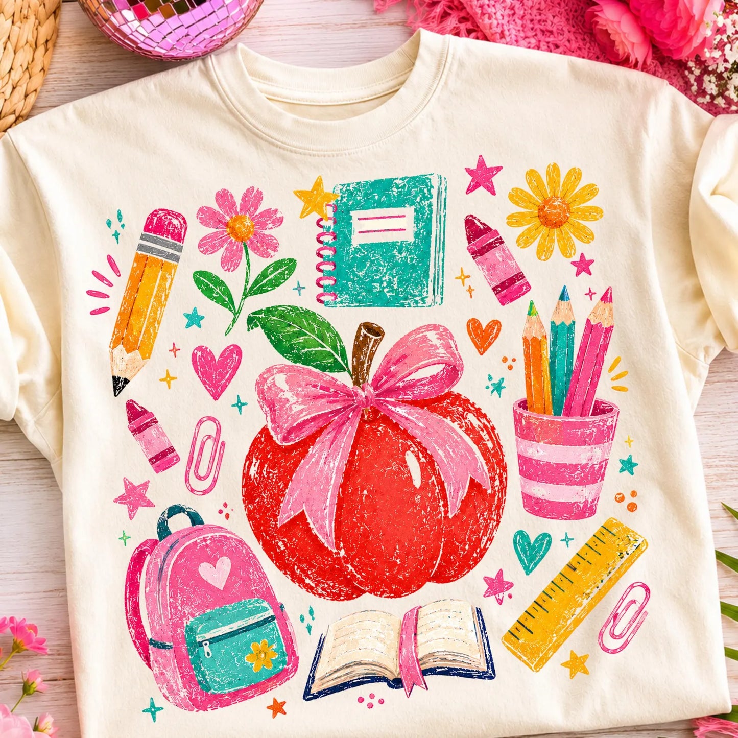 **Back To School** Back To School Teacher Collage Ivory Tee