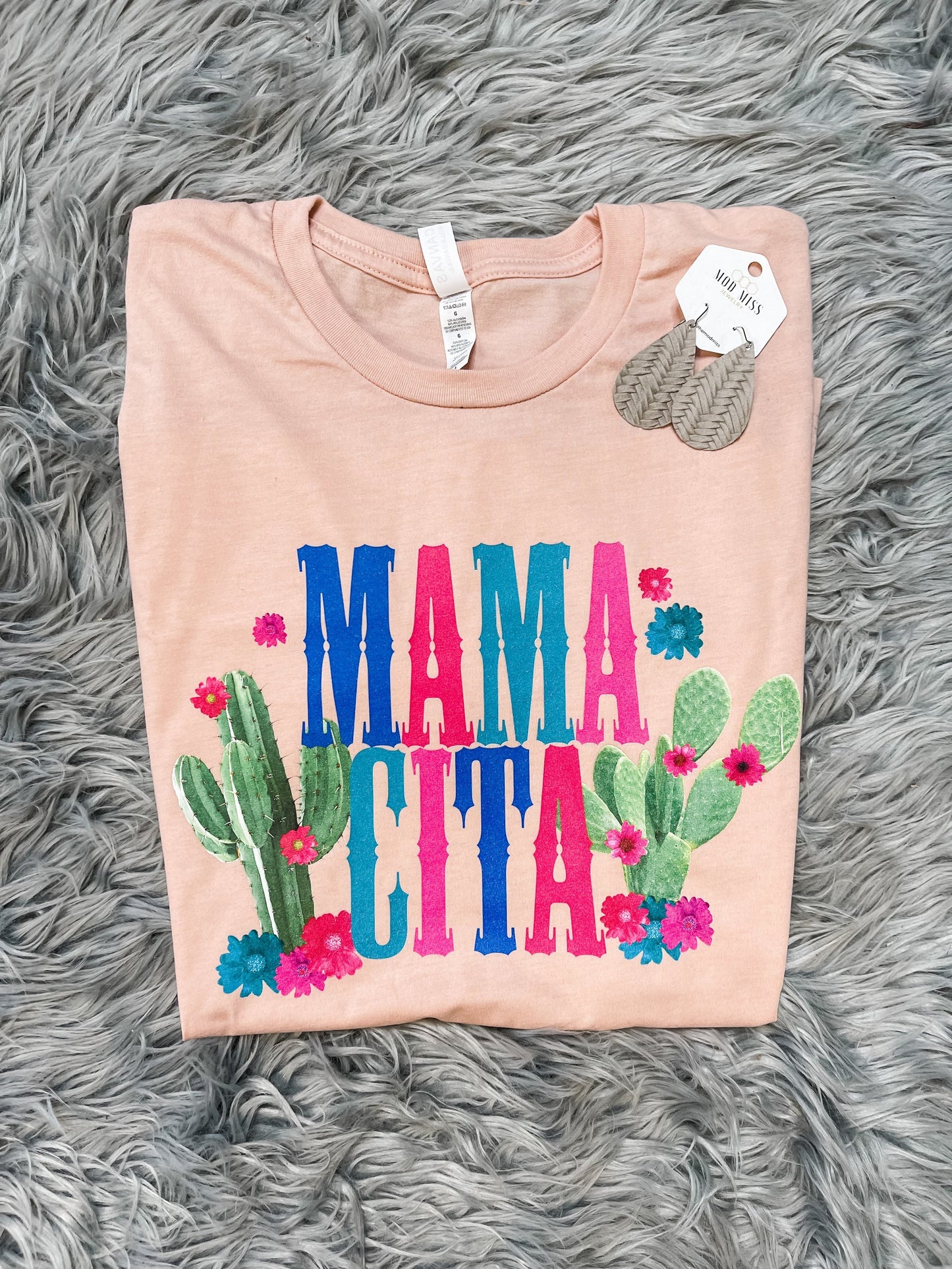 Mamacita Flowers Heather Peach Tee