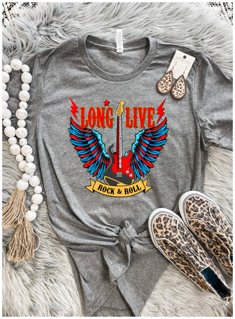 Long Live Rock & Rock Charcoal Tee