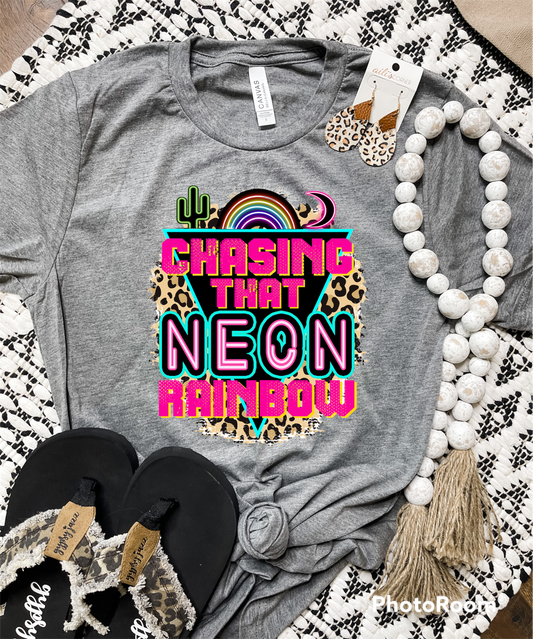 Chasing That Neon Rainbow Charcoal Tee