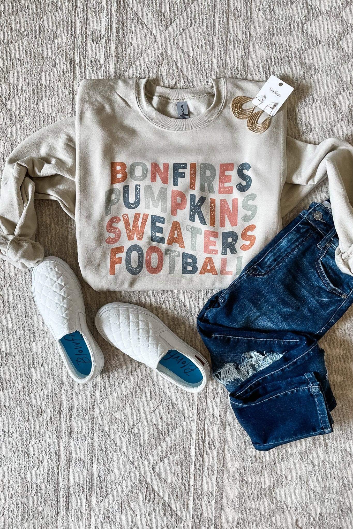 Bonfires, Pumpkins, Sweaters Football Sand Sweatshirt