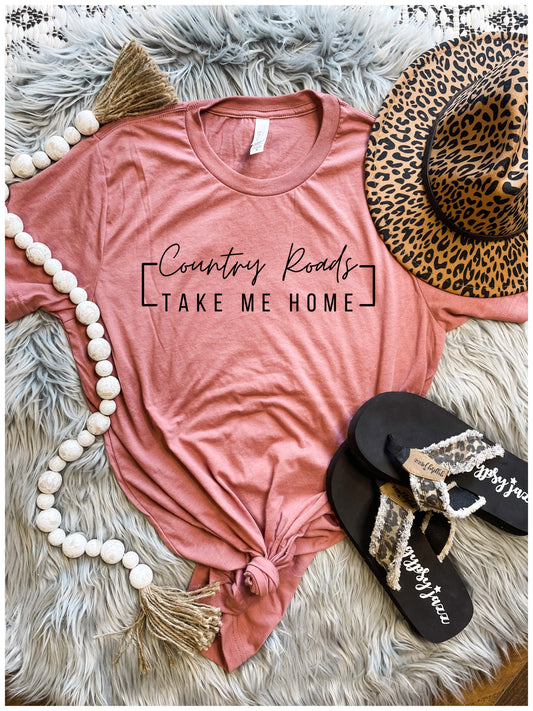 Country Roads Take Me Home Mauve Tee