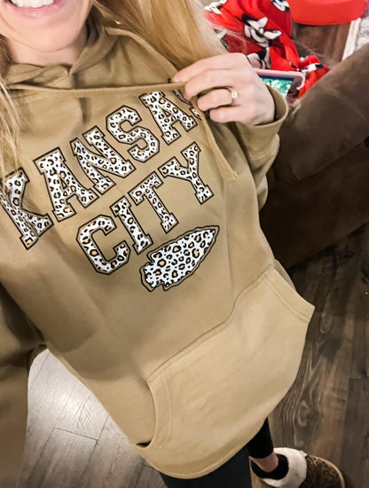 Kansas City Arrowhead Brown Leopard Sand Hoodie