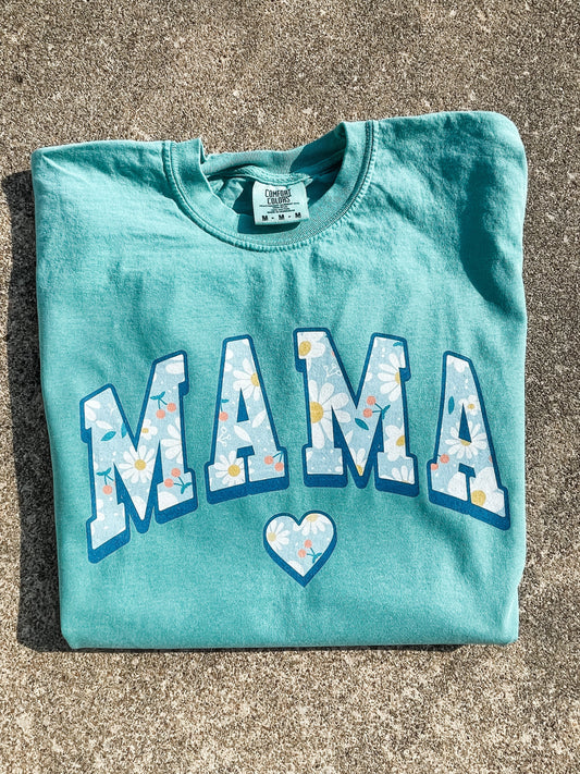 Green Mama Floral Seafoam Tee