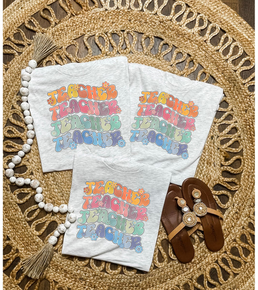 Wavy Teacher Repeat Ash Tee
