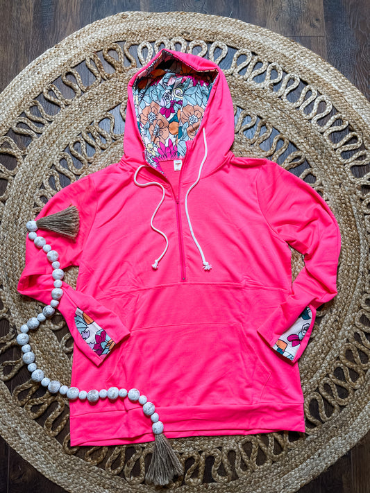 Hot Pink & Floral Hoodie