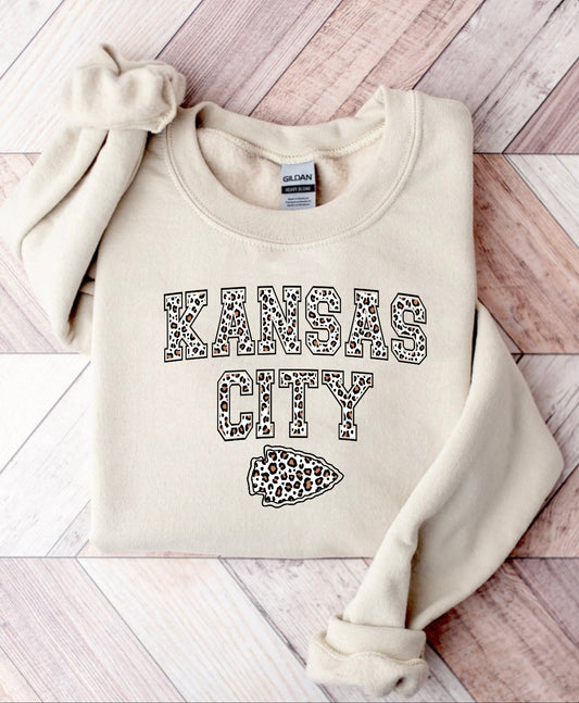 Kansas City Brown Leopard Arrowhead Sand Sweatshirt