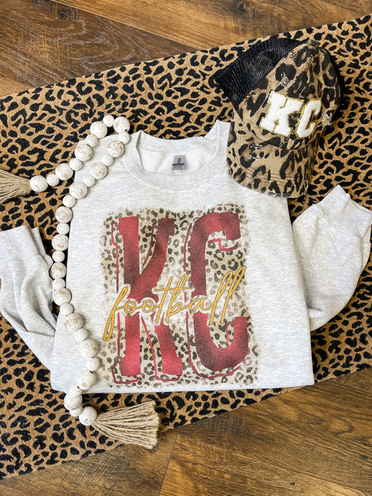 KC Football Leopard Square Ash Sweatshirt