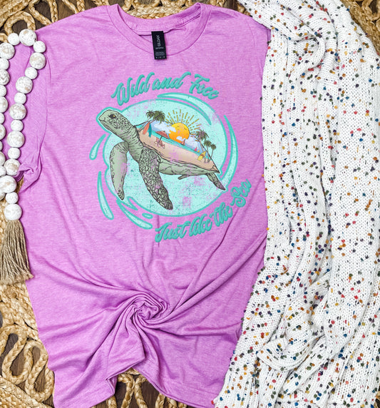 Wild & Free Just Like The Sea Purple Tee