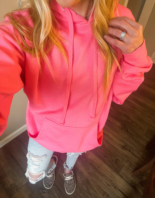 Neon Pink Fleece Hoodie