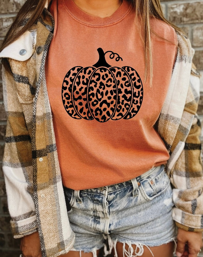 Black Leopard Pumpkin Orange Tee