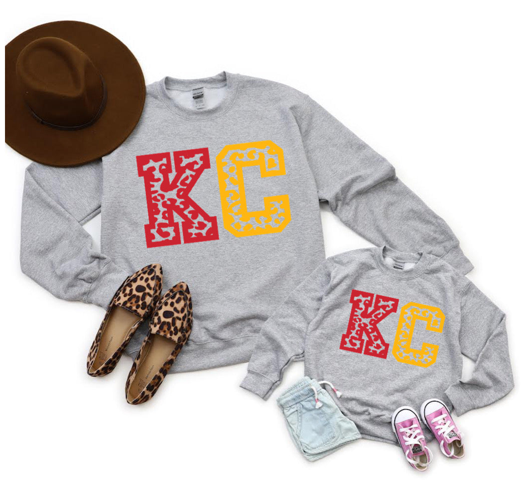 Red & Gold Leopard KC Grey Sweatshirt
