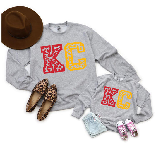 Red & Gold Leopard KC Grey Sweatshirt