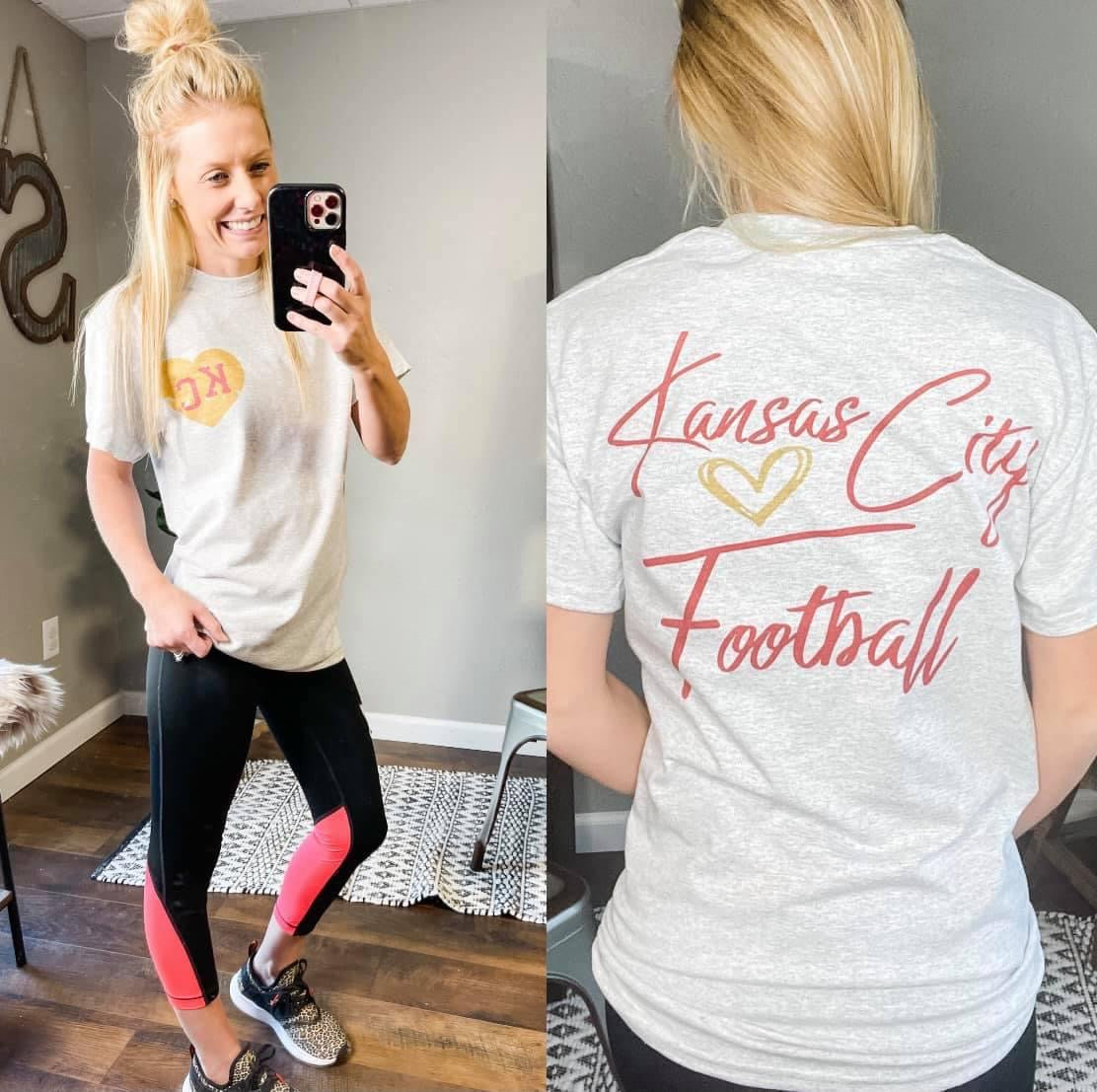 Front + Back Kansas City Football Ash Tee