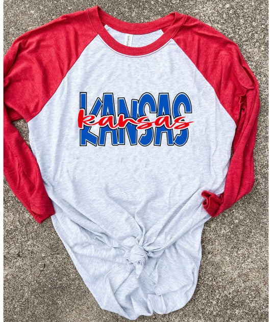 Red & Blue Kansas Red Raglan