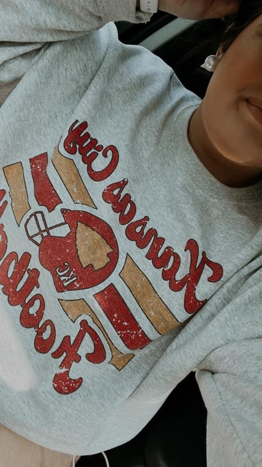 Kansas City Football Helmet Ash Sweatshirt