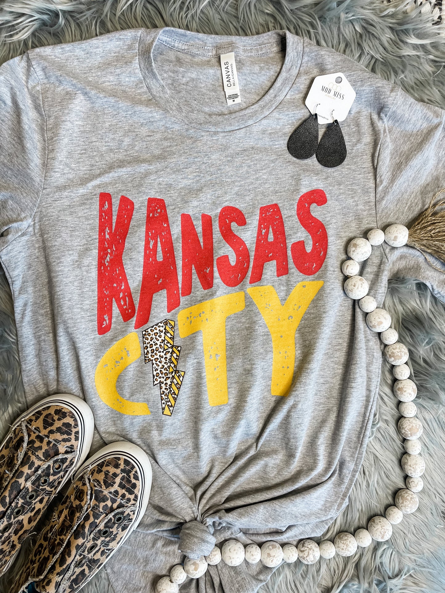 Kansas City Lightening Bolt Grey Tee