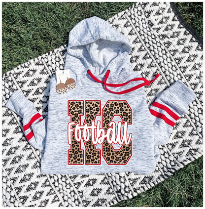 Leopard KC Football Women's Red Striped Hoodie