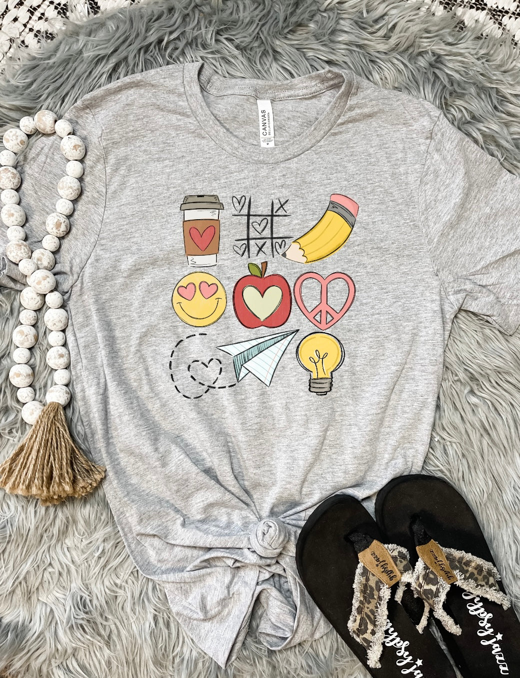 Teacher Doodle Heather Grey Tee