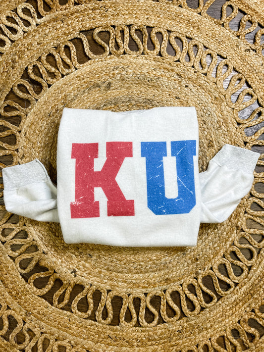 Vintage Red & Blue KU Inverted Sweatshirt
