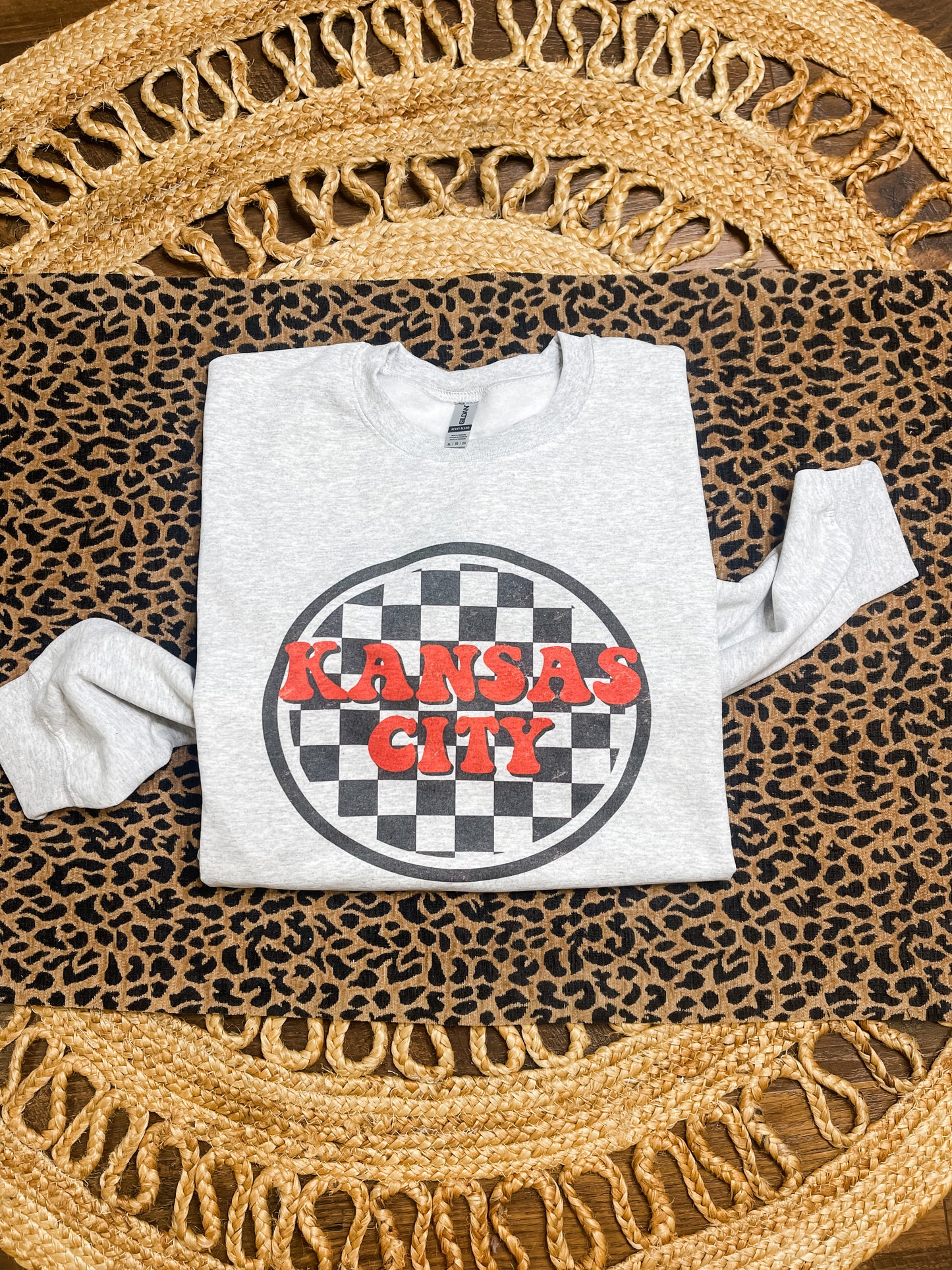 Kansas City Black Checkered Circle Ash Sweatshirt