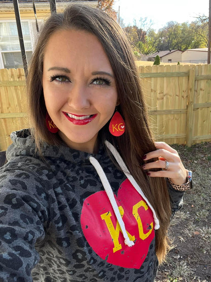 KC Heart Black Leopard Fleece Hoodie