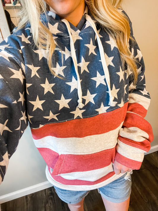 American Flag Fleece Hoodie