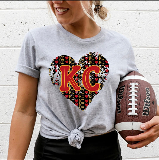 KC Grunge Heart Heather Grey Tee
