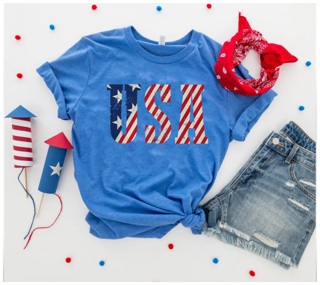 USA Stars & Stripes Heather Blue Tee