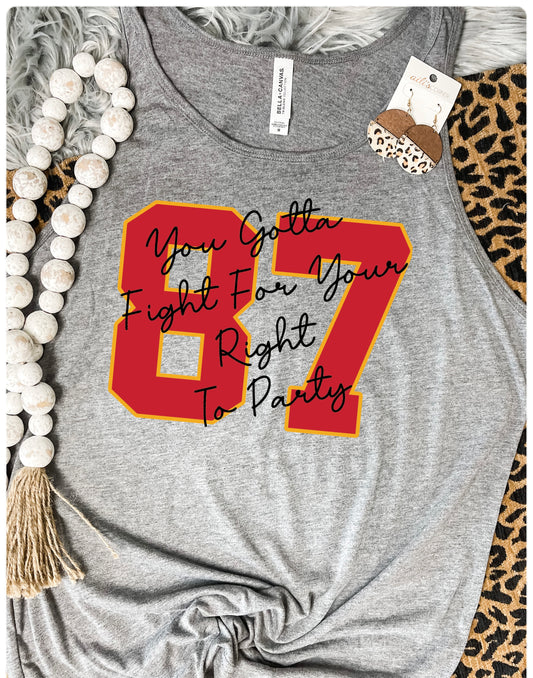 87 Fight For Your Right To Party Charcoal Tank Top