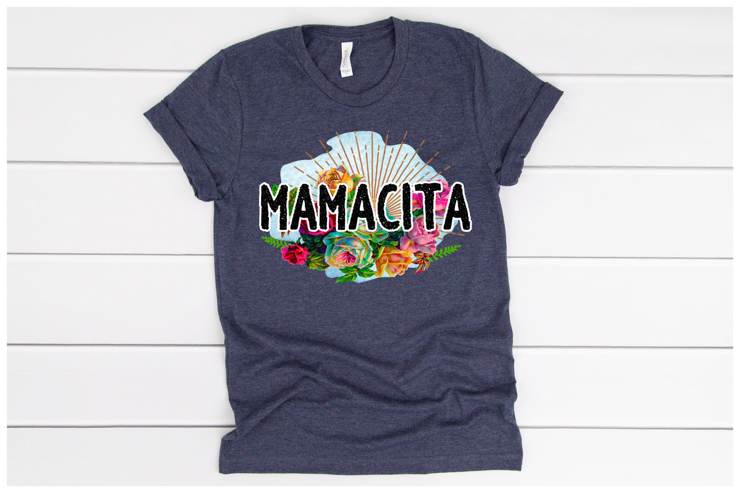 Mamacita Floral Heather Navy Tee