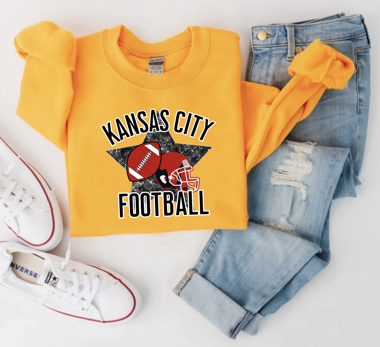 **HALFTIME DEAL** Kansas City Black Star Helmet Gold Sweatshirt