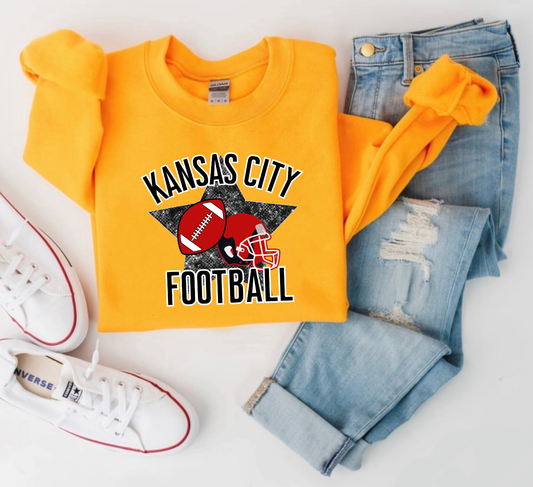 **HALFTIME DEAL** Kansas City Black Star Helmet Gold Sweatshirt