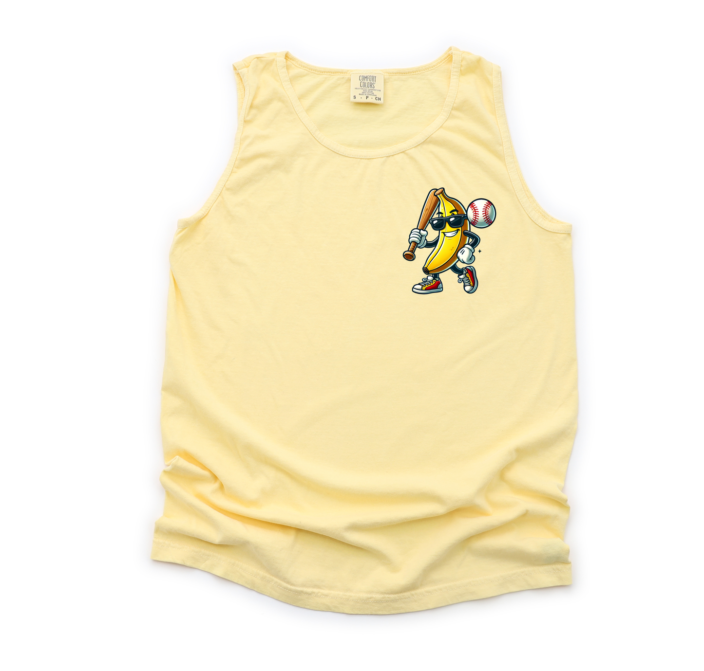 Left Chest Banana Baseball Banana Tank Top