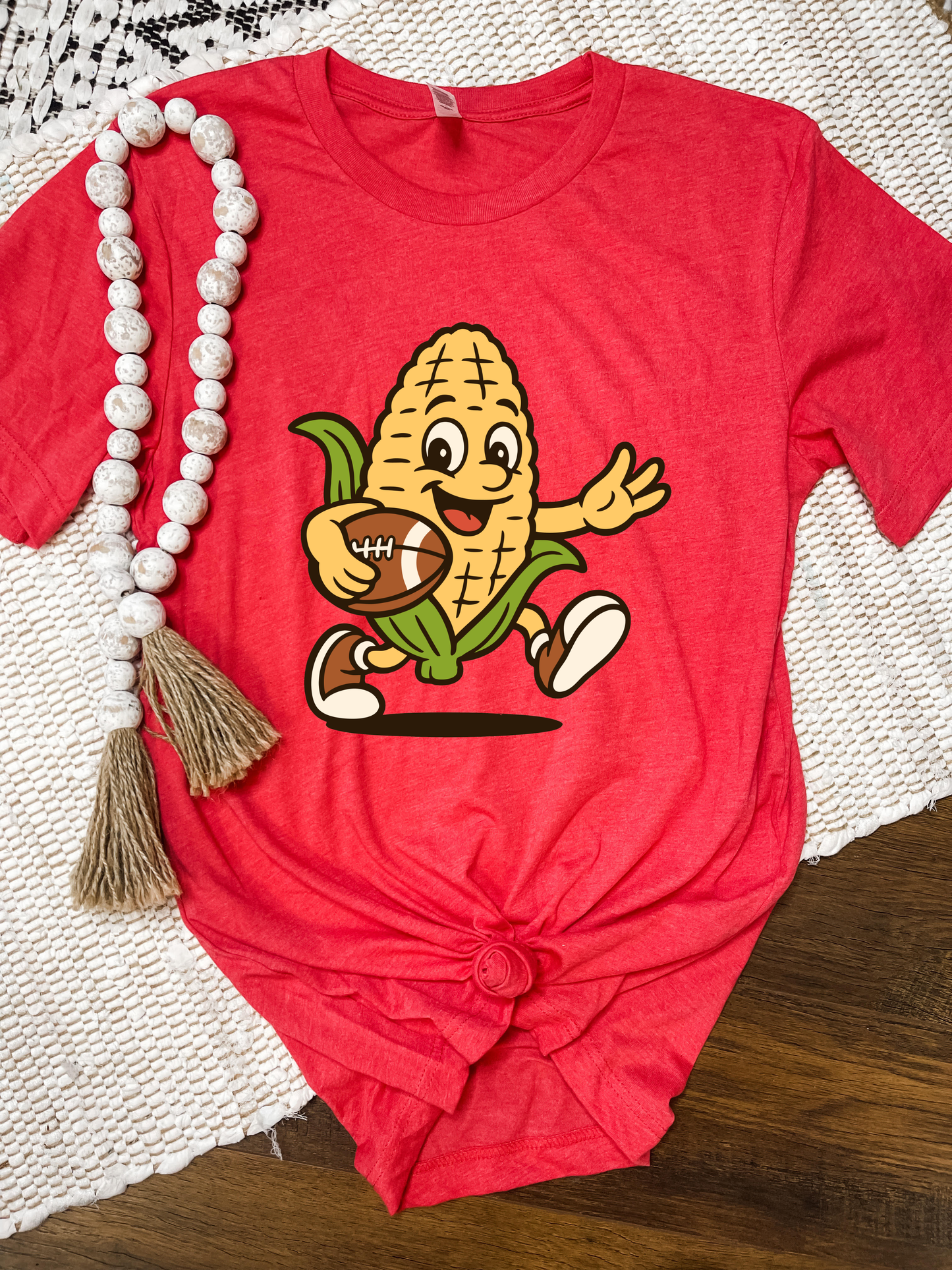 Corn Football Heather Red Tee