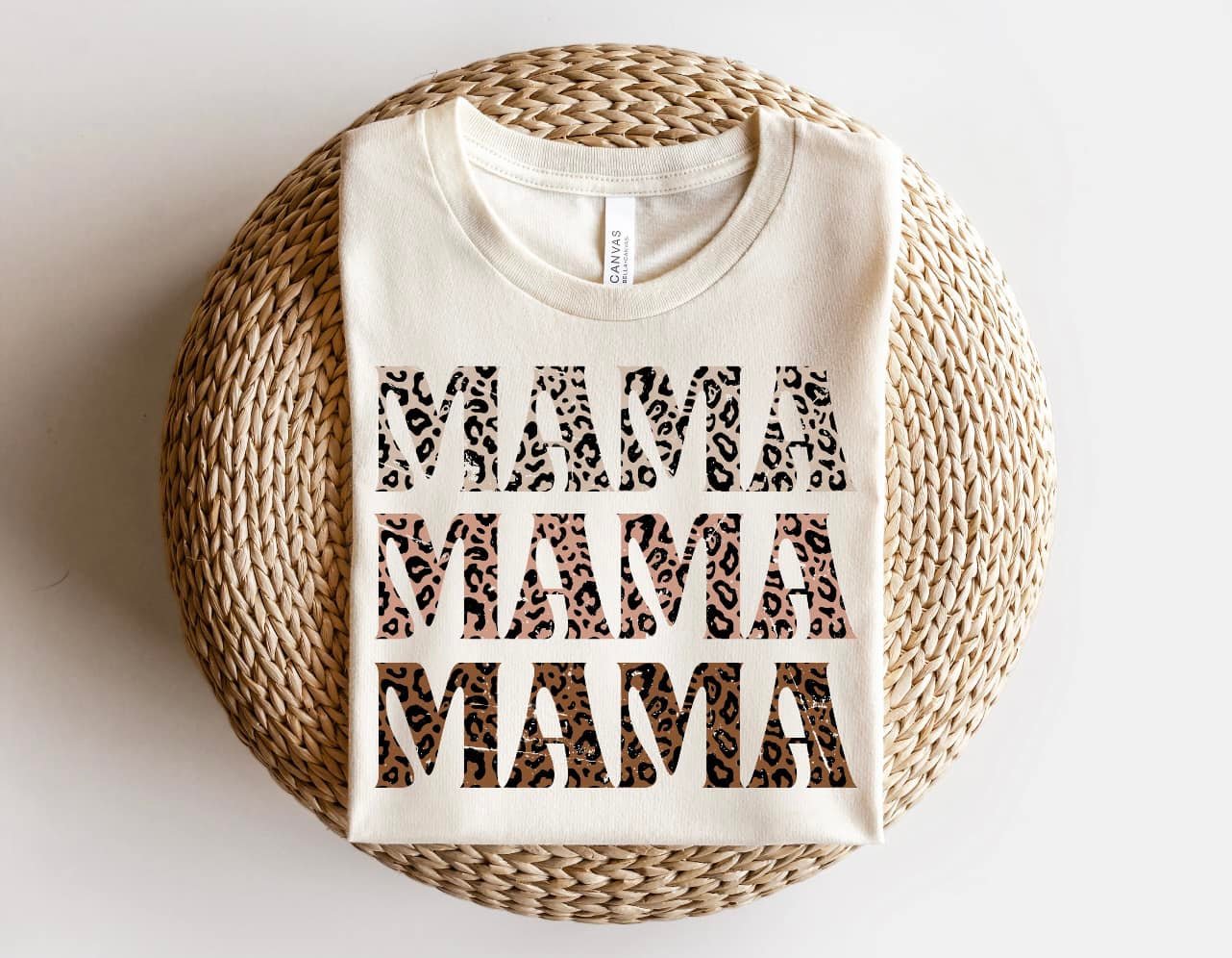 Animal Print Mama Repeat Natural Tee
