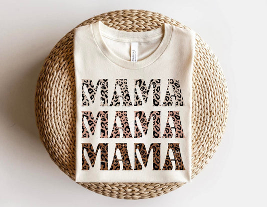 Animal Print Mama Repeat Natural Tee