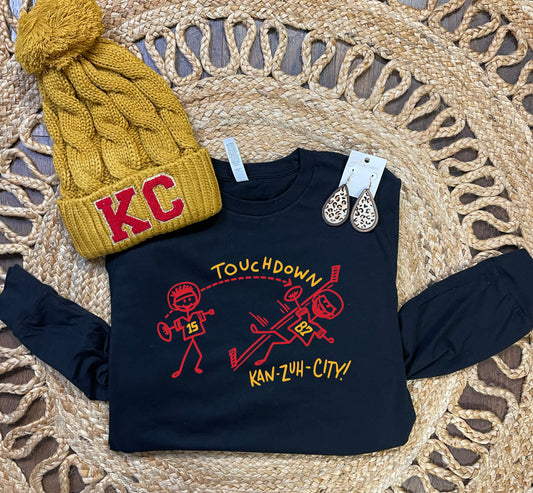 Red & Gold Touchdown Kan Zuh City Black Sweatshirt