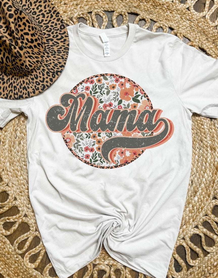 Retro Mama Circle Heather Dust Tee
