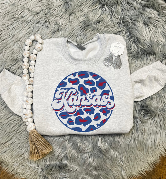 Kansas Leopard Circle Ash Sweatshirt