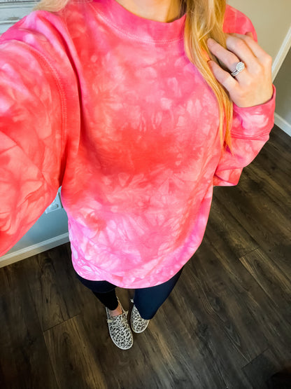 Bright Pink Tie Dye Sweatshirt