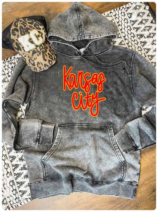 Red & Gold Kansas City Mineral Wash Hoodie