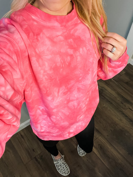 Bright Pink Tie Dye Sweatshirt