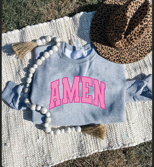 Pink Amen Grey Sweatshirt